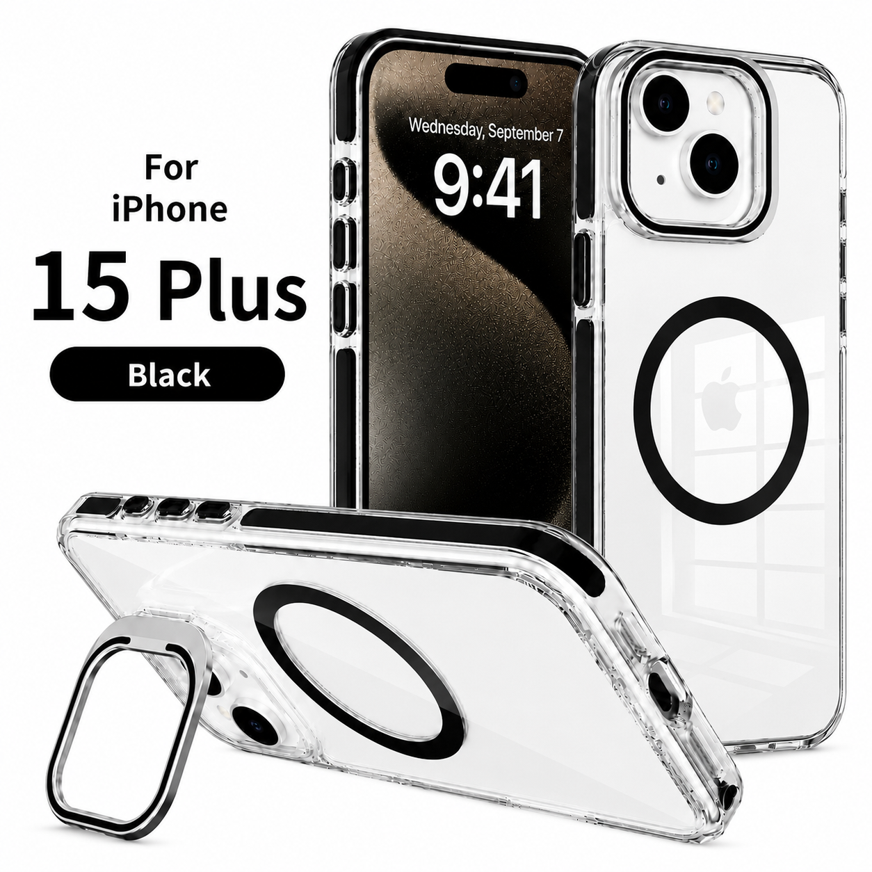 NEXRON CrystalArmor Stand Case for iPhone 15 Plus