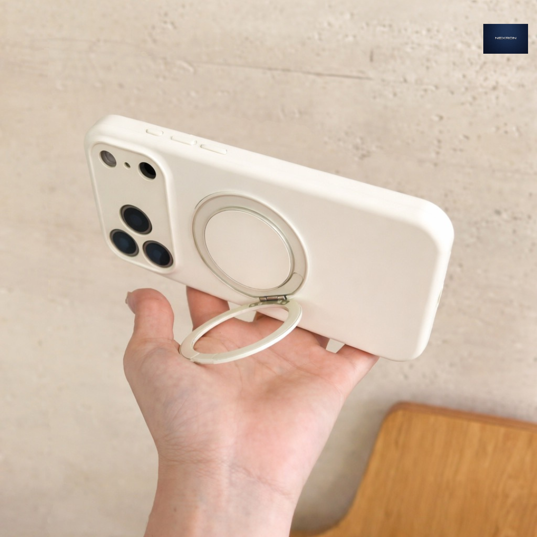 NEXRON RingStand Silicone Case for iPhone 17 Pro Max (White)