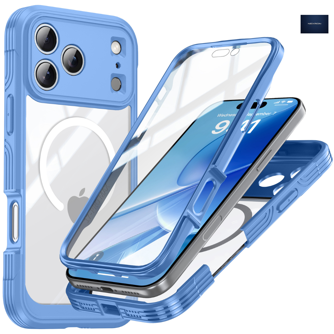 NEXRON 360 UltraGuard Case with Built-In Screen Protector for iPhone 18 Pro(Blue)