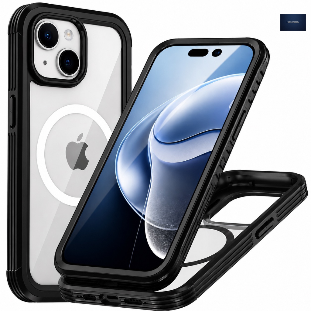 NEXRON 360 UltraGuard Case with Built-In Screen Protector for iPhone 14(Black)