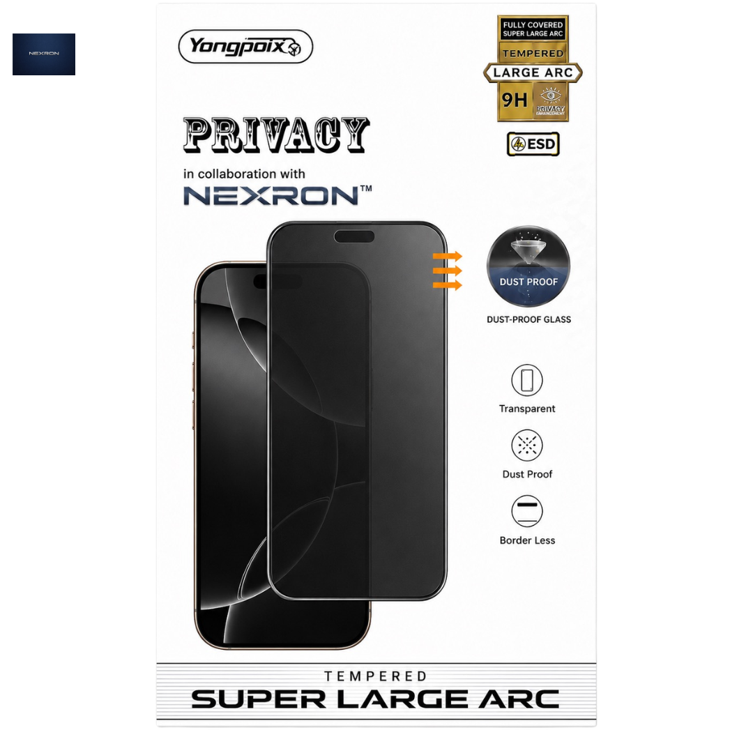 NEXRON Extra Hardness Privacy Super Large Arc Tempered Glass Protector