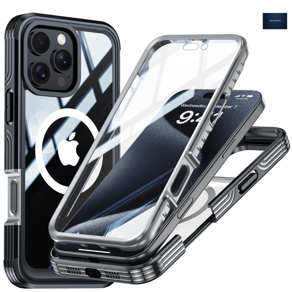 NEXRON 360 UltraGuard Case with Built-In Screen Protector for iPhone 14 Pro Max(Black)