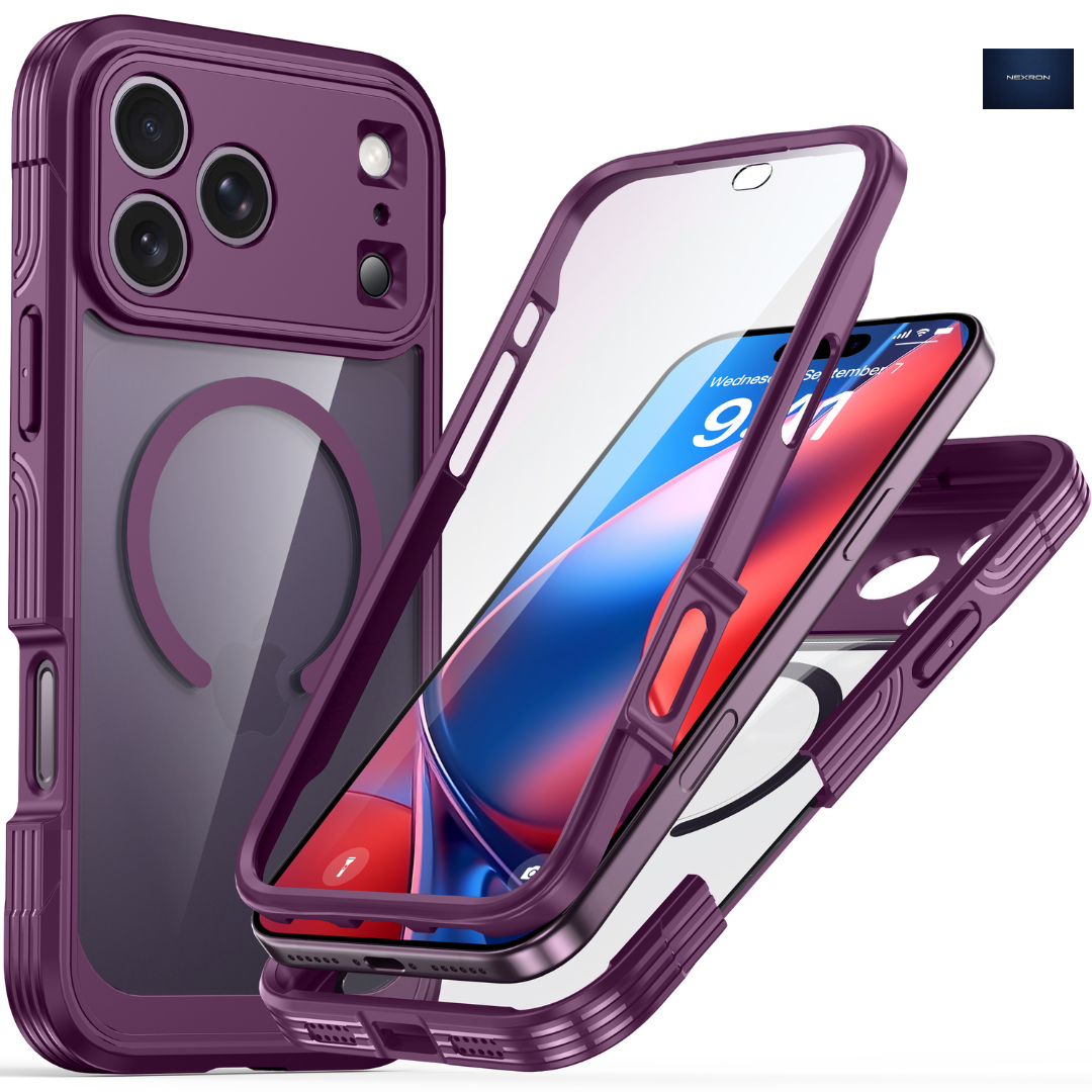 NEXRON 360 UltraGuard Case with Built-In Screen Protector for iPhone 18 Pro Max(Red)