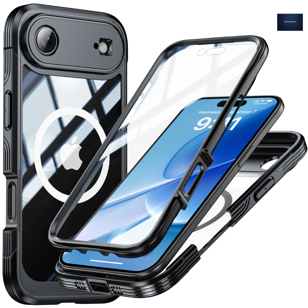 NEXRON 360 UltraGuard Case with Built-In Screen Protector for iPhone 17 Air(Black)