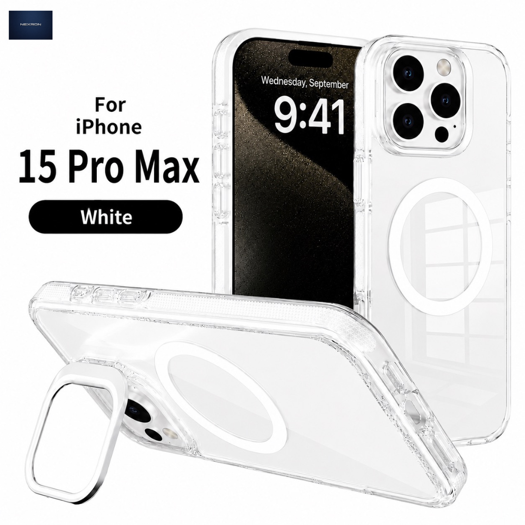 NEXRON CrystalArmor Stand Case for iPhone 15 Pro Max