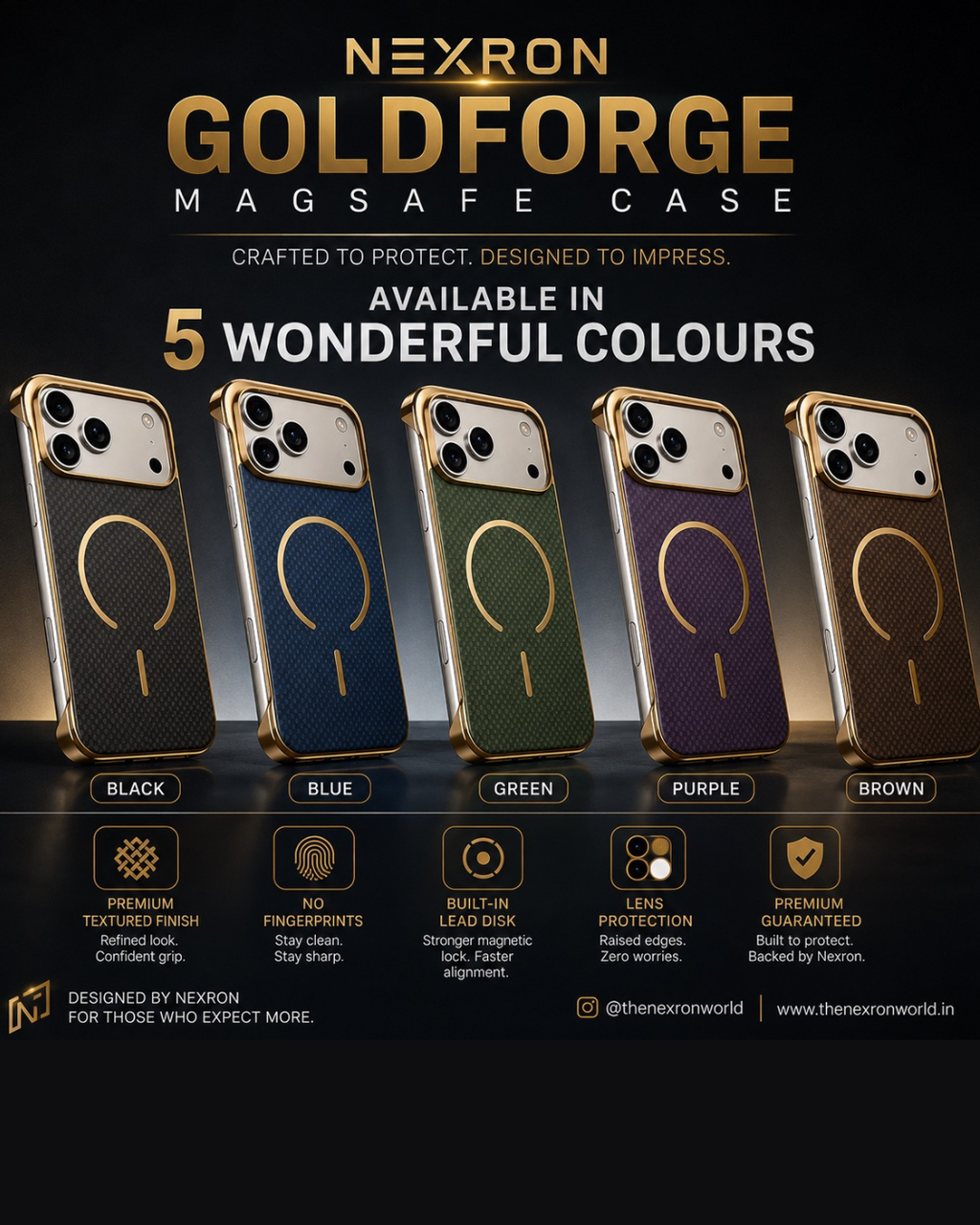 NEXRON GoldForge MagSafe Case for iPhone 17 Pro