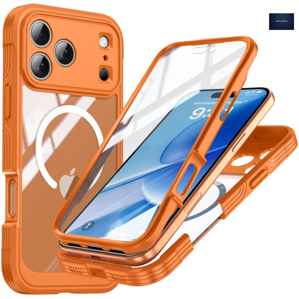 NEXRON 360 UltraGuard Case with Built-In Screen Protector for iPhone 17 Pro(Orange)