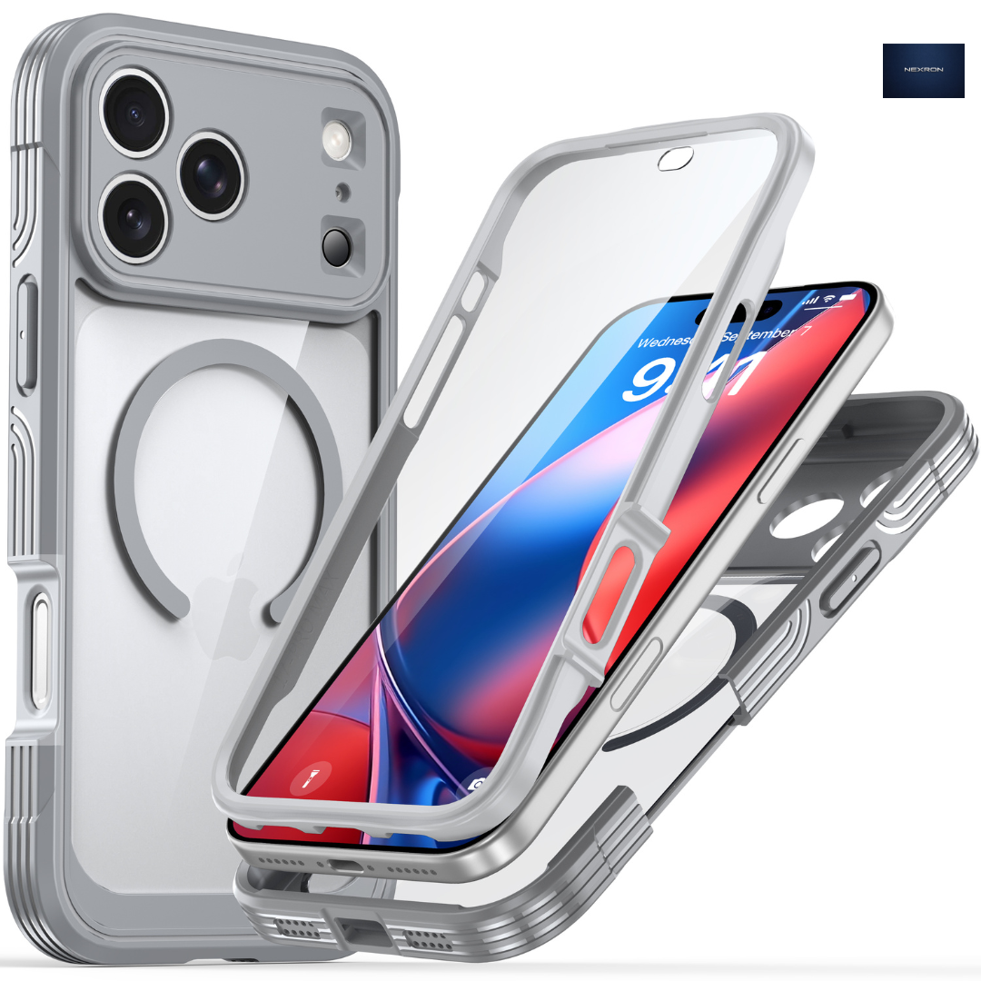 NEXRON 360 UltraGuard Case with Built-In Screen Protector for iPhone 18 Pro(Silver)