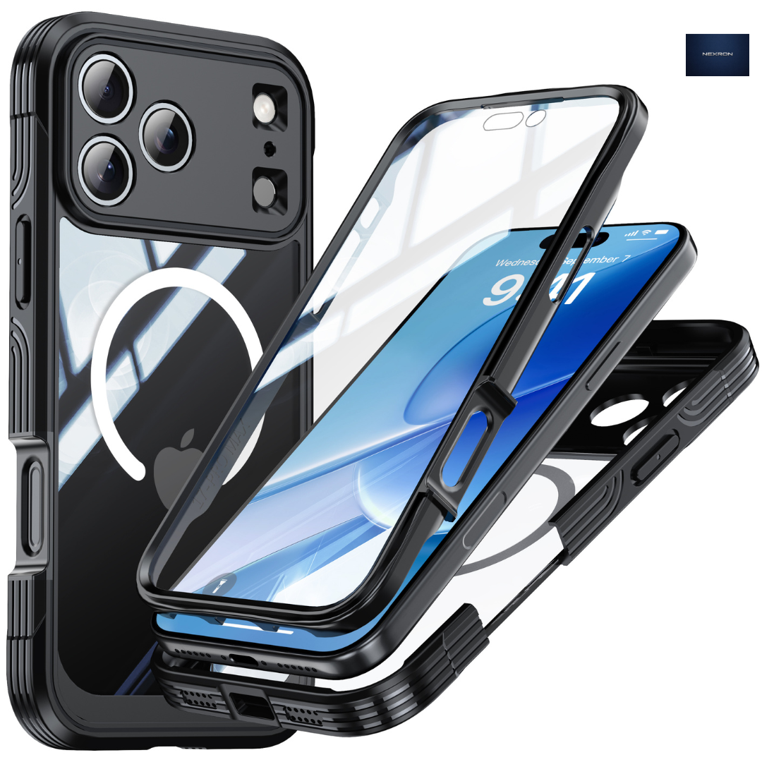 NEXRON 360 UltraGuard Case with Built-In Screen Protector for iPhone 18 Pro(Black)