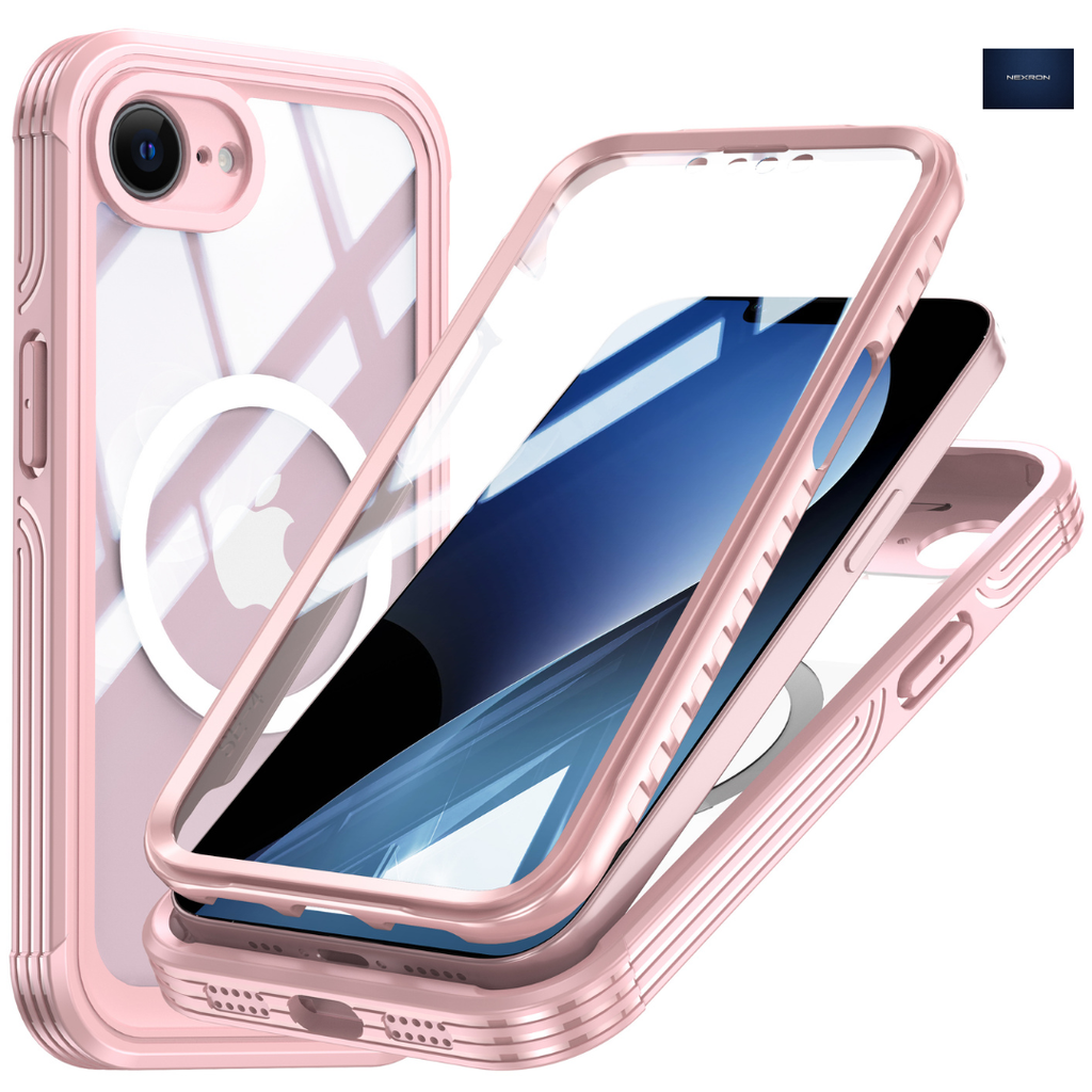 NEXRON 360 UltraGuard Case with Built-In Screen Protector for iPhone 16E(Pink)