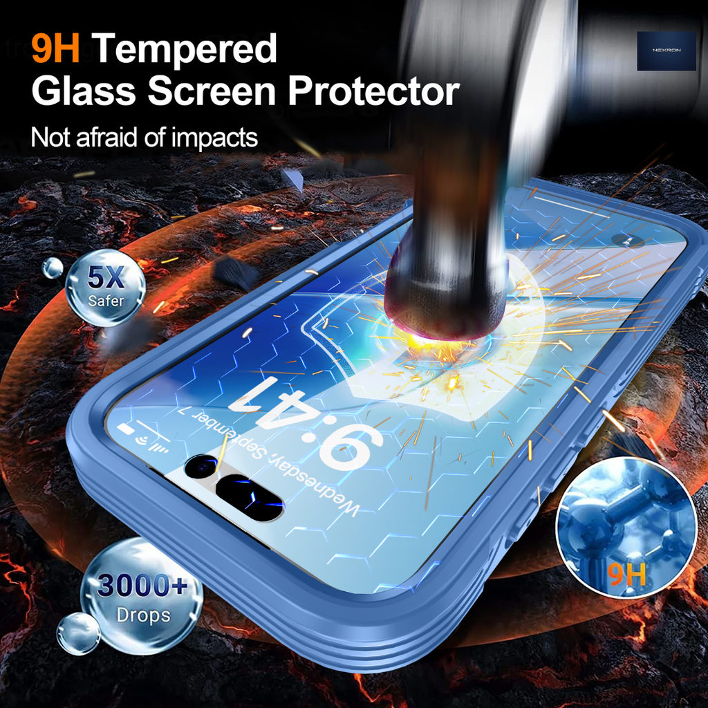 NEXRON 360 UltraGuard Case with Built-In Screen Protector for iPhone 17E(Blue)