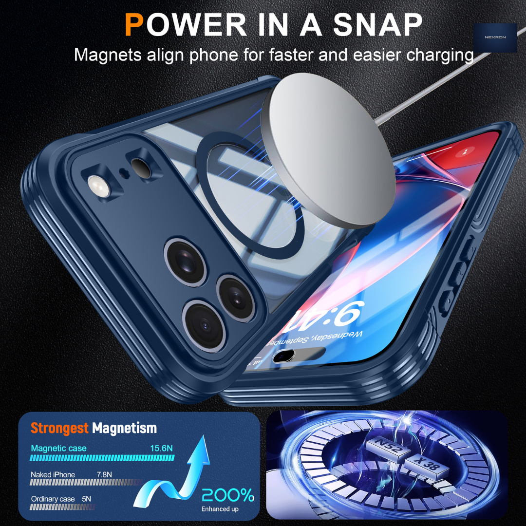 NEXRON 360 UltraGuard Case with Built-In Screen Protector for iPhone 18 Pro(Deep Blue)