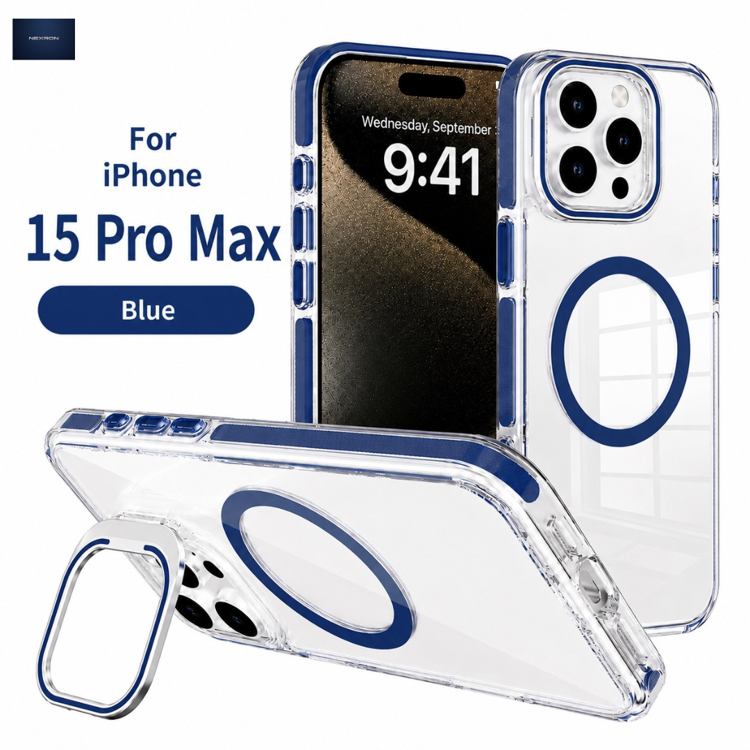 NEXRON CrystalArmor Stand Case for iPhone 15 Pro Max