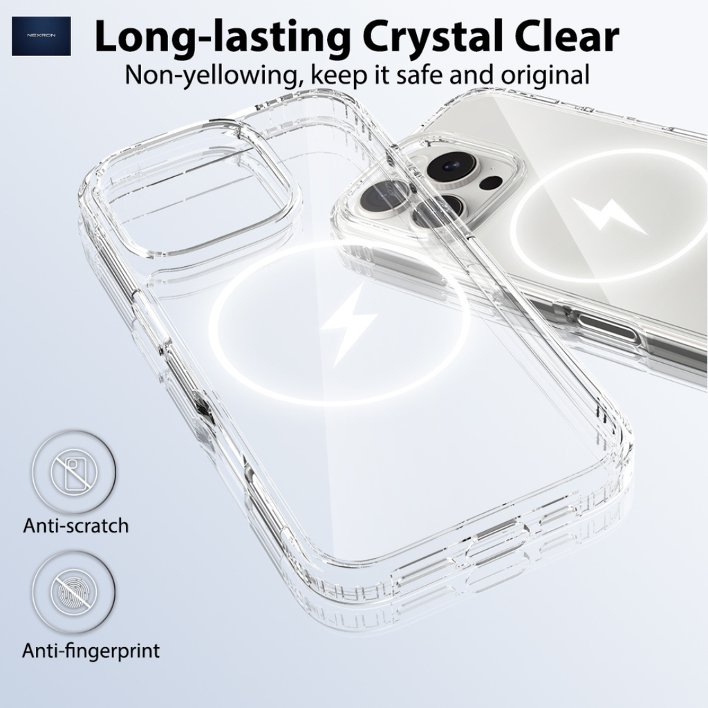 NEXRON Crystal Clear Anti-Yellow Case for iPhone 15 Pro Max