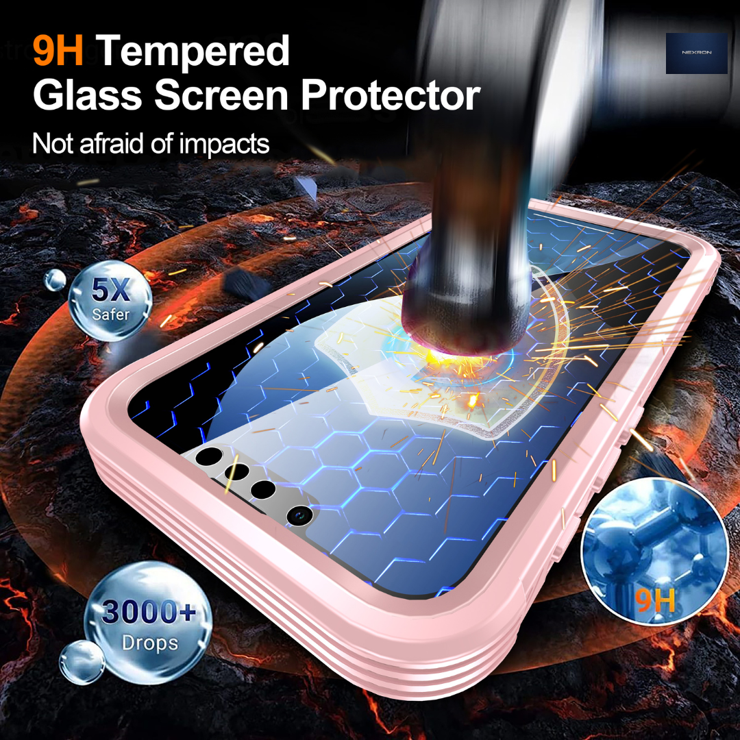 NEXRON 360 UltraGuard Case with Built-In Screen Protector for iPhone 16E(Pink)