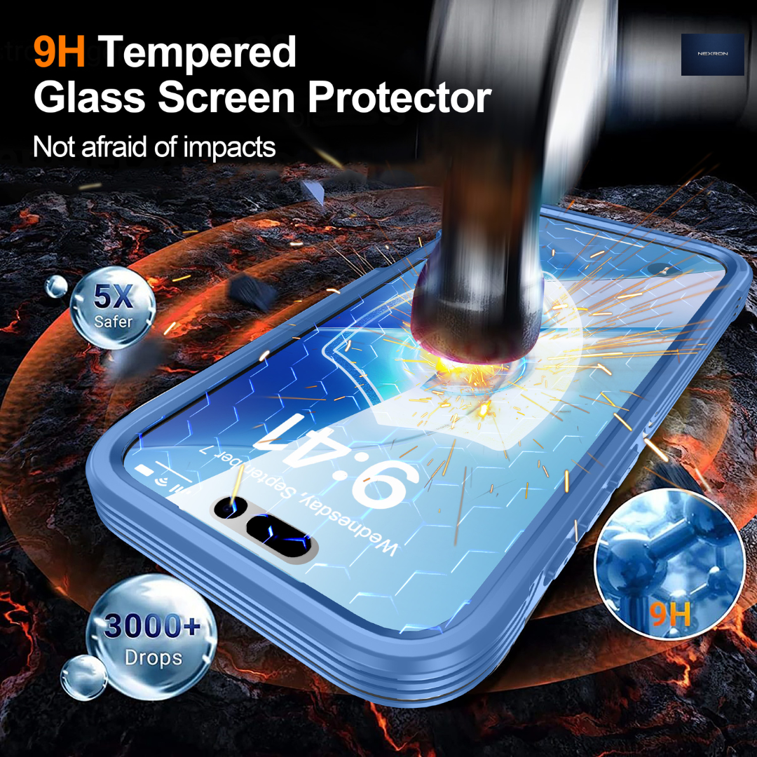 NEXRON 360 UltraGuard Case with Built-In Screen Protector for iPhone 18 Pro(Blue)