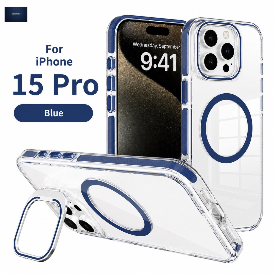 NEXRON CrystalArmor Stand Case for iPhone 15 Pro