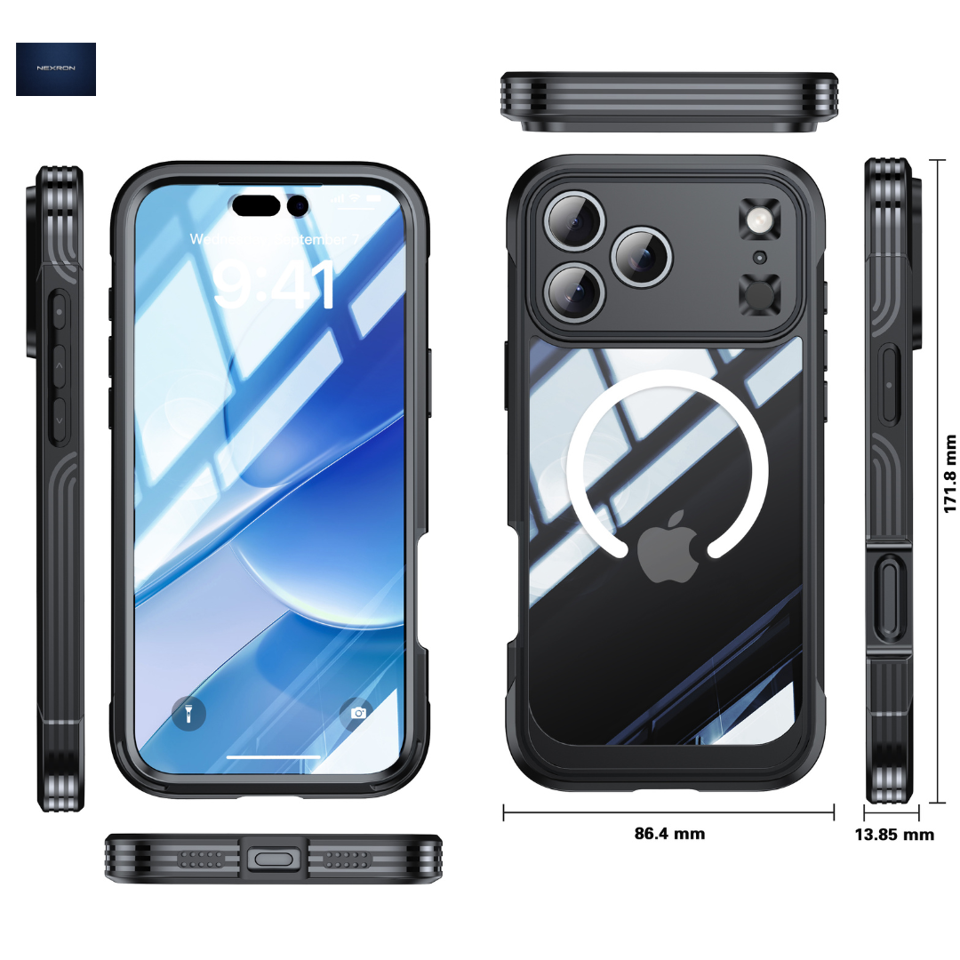 NEXRON 360 UltraGuard Case with Built-In Screen Protector for iPhone 18 Pro(Black)