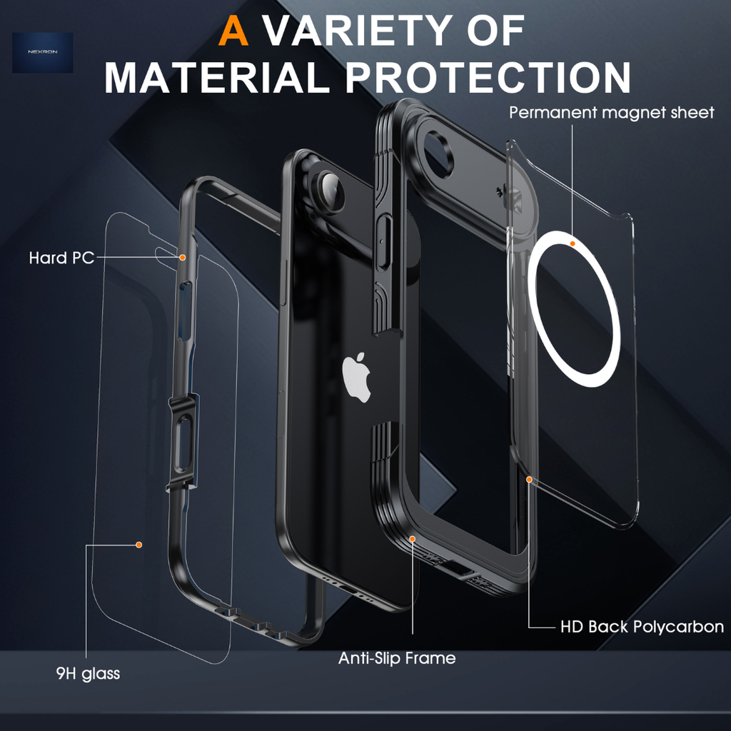 NEXRON 360 UltraGuard Case with Built-In Screen Protector for iPhone 17 Air(Black)