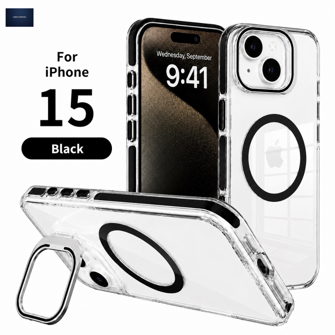 NEXRON CrystalArmor Stand Case for iPhone 15