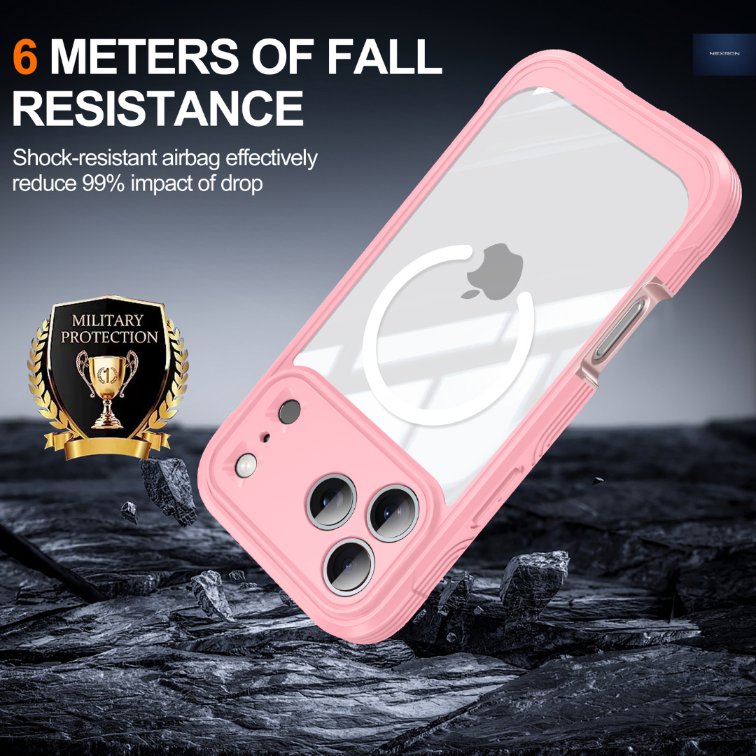 NEXRON 360 UltraGuard Case with Built-In Screen Protector for iPhone 18 Pro Max(Pink)
