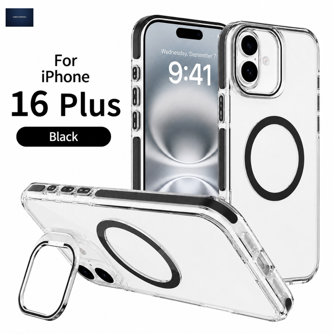 NEXRON CrystalArmor Stand Case for iPhone 16 Plus