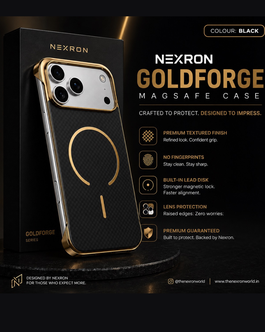 NEXRON GoldForge MagSafe Case for iPhone 17 Pro Max