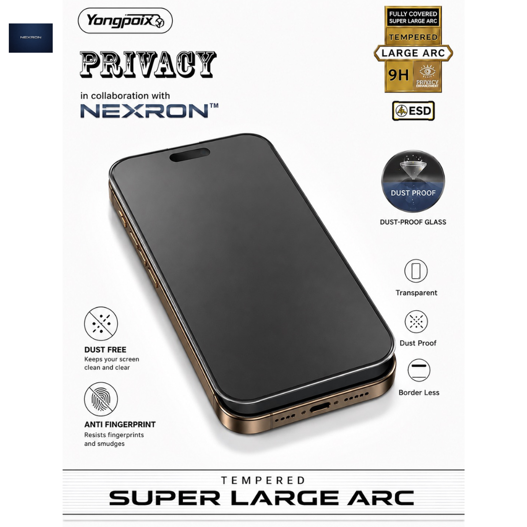 NEXRON Extra Hardness Privacy Super Large Arc Tempered Glass Protector