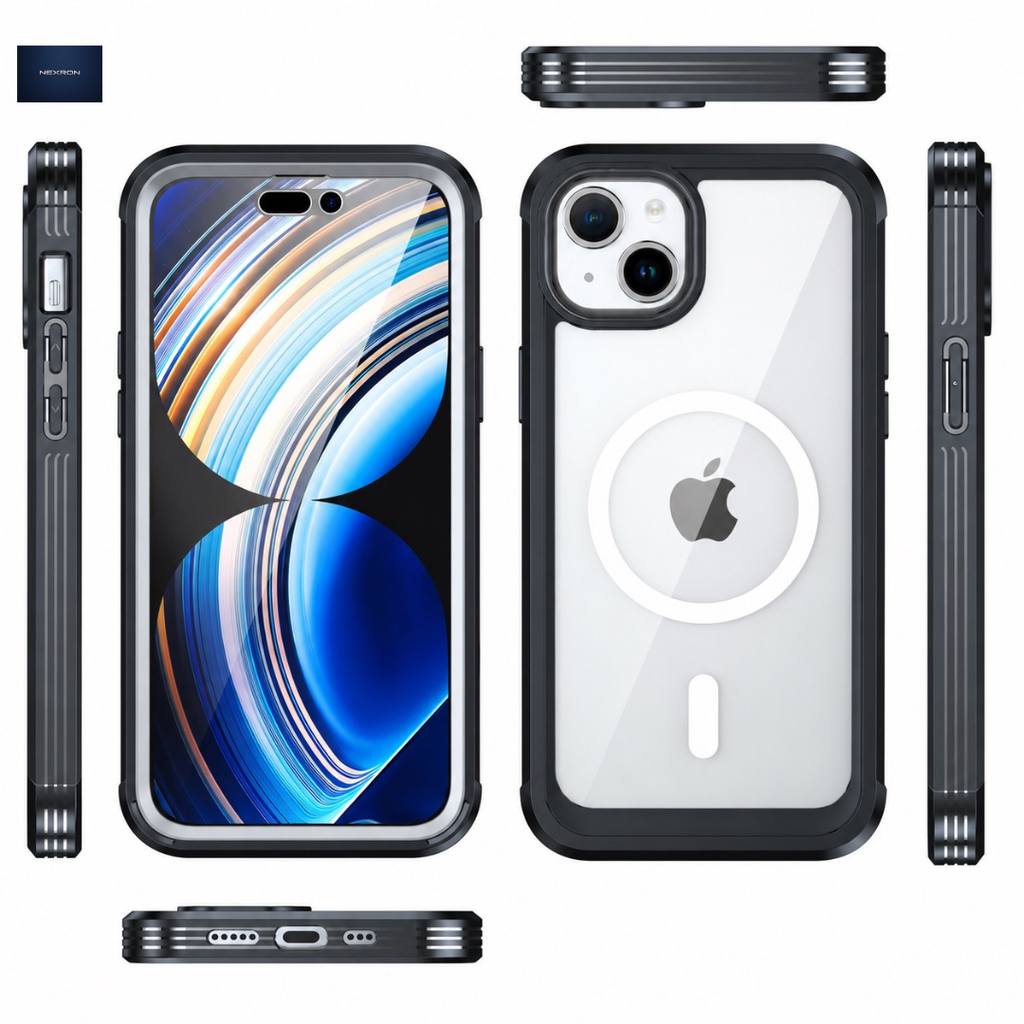NEXRON 360 UltraGuard Case with Built-In Screen Protector for iPhone 14(Black)