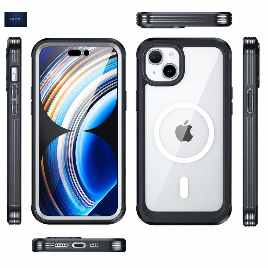 NEXRON 360 UltraGuard Case with Built-In Screen Protector for iPhone 14(Black)