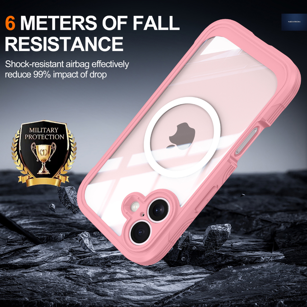 NEXRON 360 UltraGuard Case with Built-In Screen Protector for iPhone 17(Pink)
