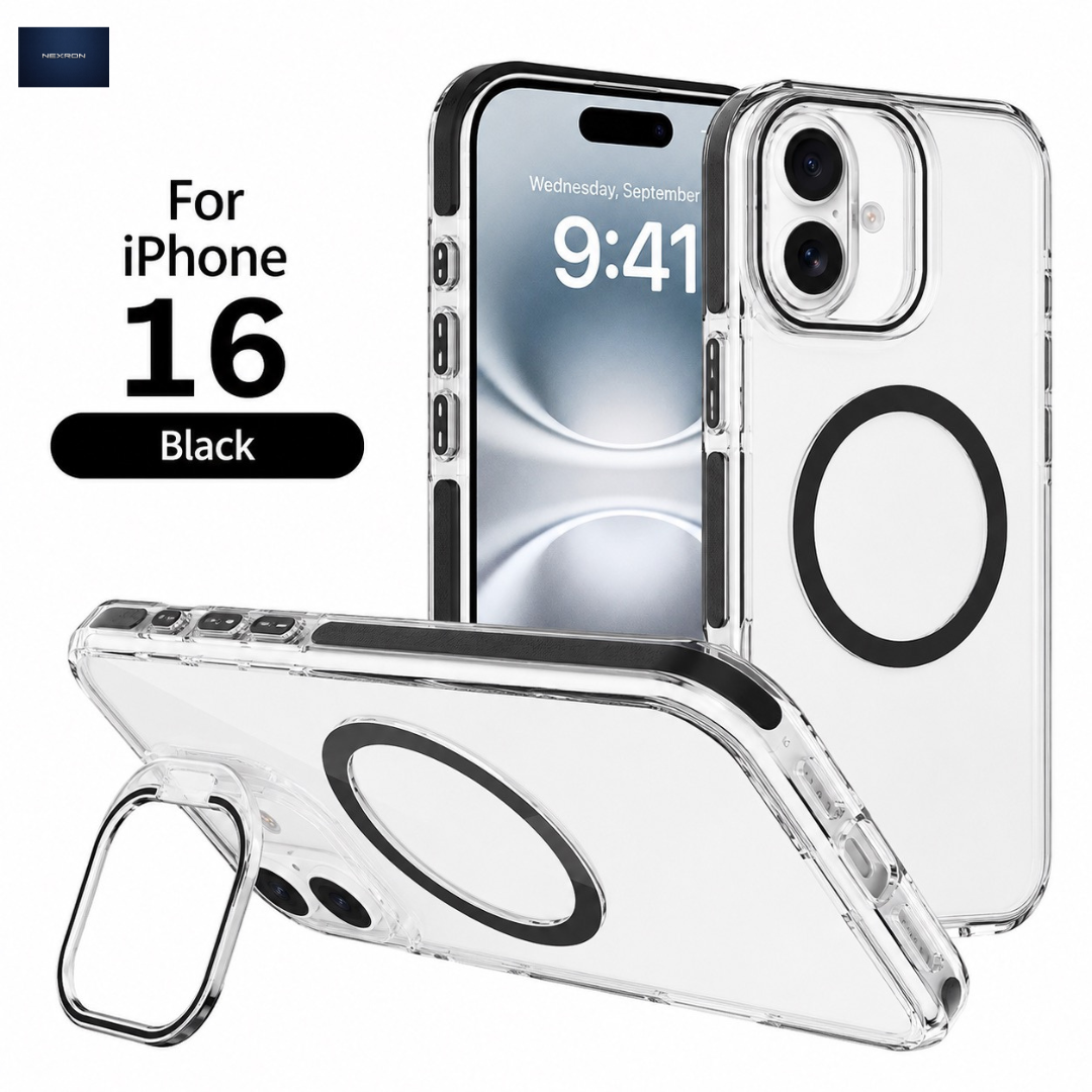 NEXRON CrystalArmor Stand Case for iPhone 16