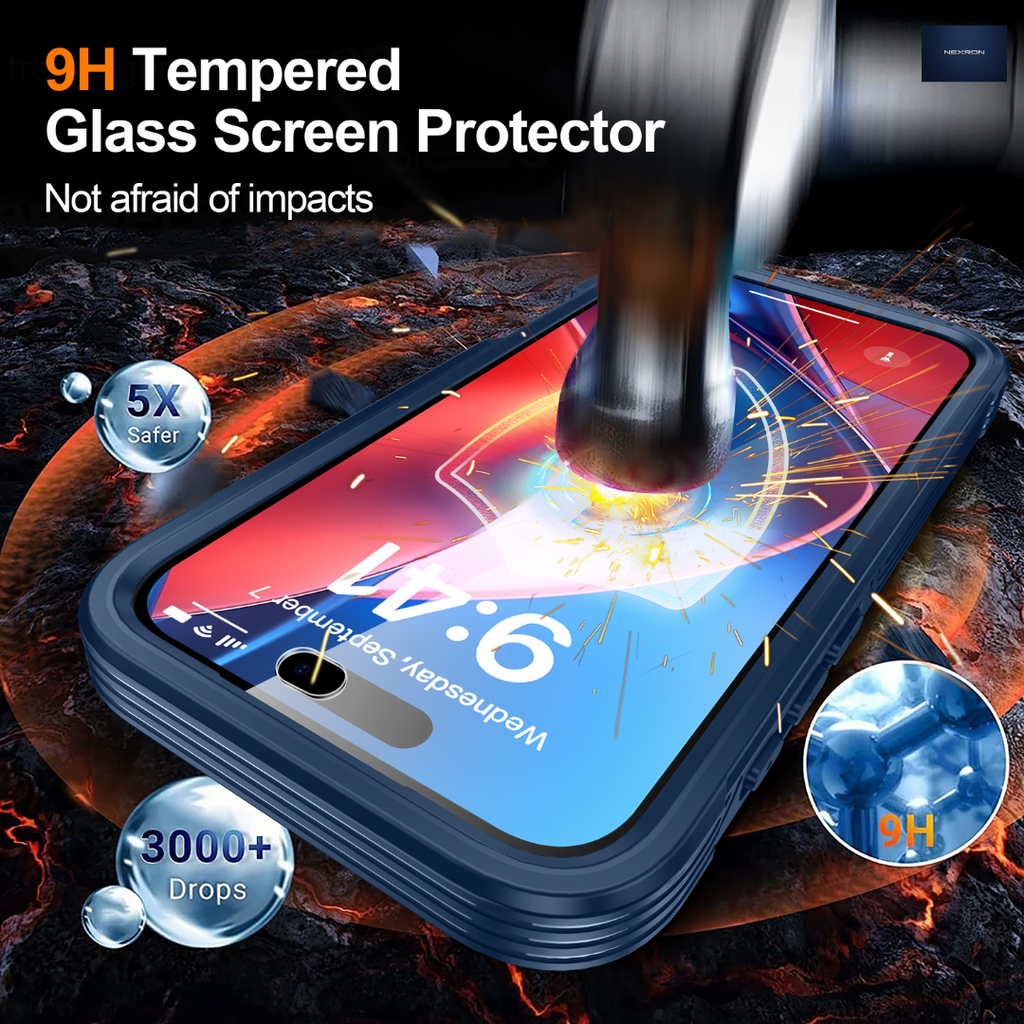 NEXRON 360 UltraGuard Case with Built-In Screen Protector for iPhone 18 Pro(Deep Blue)