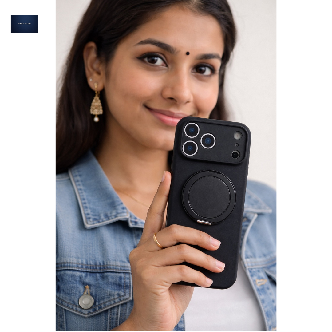 NEXRON RingStand Silicone Case for iPhone 17 Pro (Black)