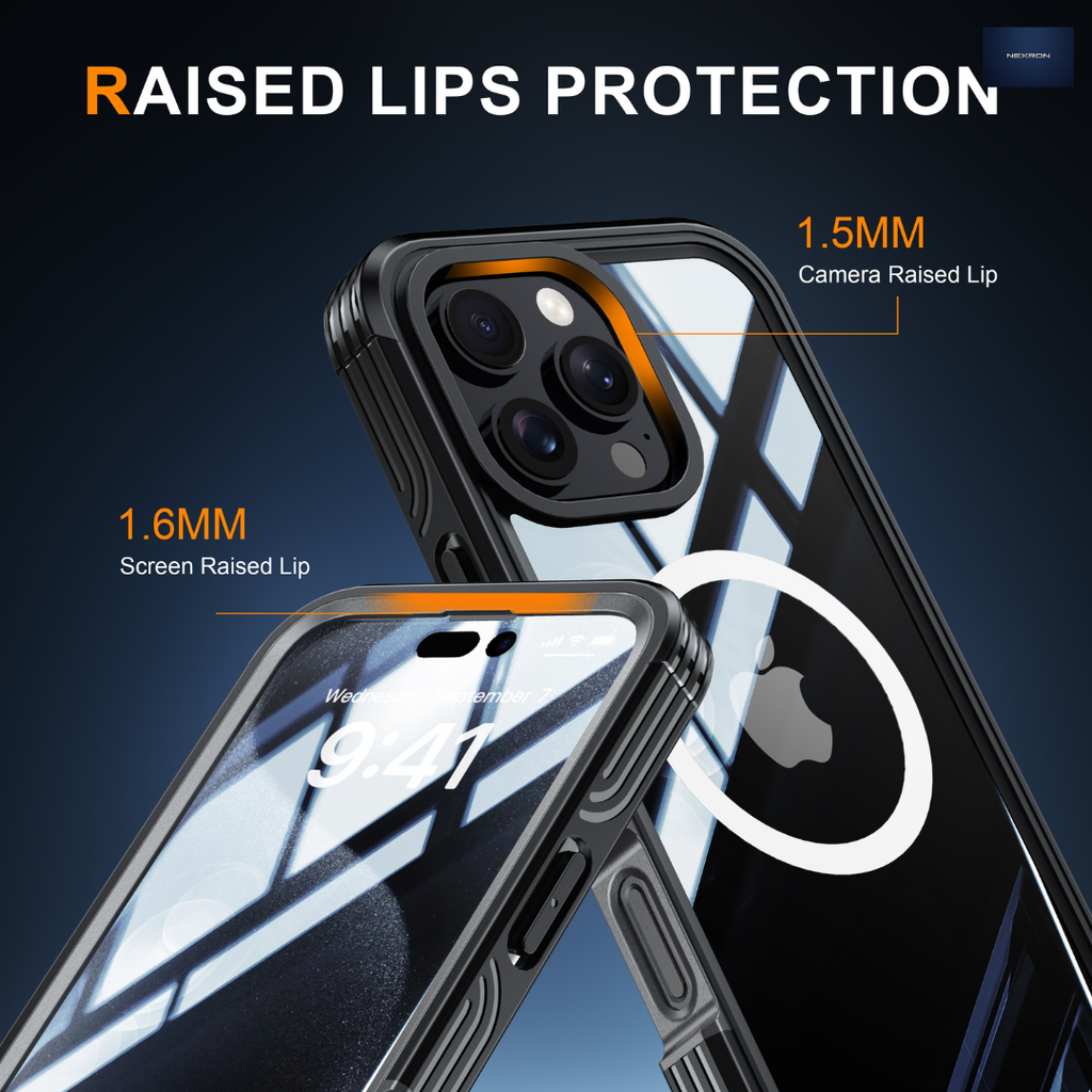 NEXRON 360 UltraGuard Case with Built-In Screen Protector for iPhone 14 Pro Max(Black)