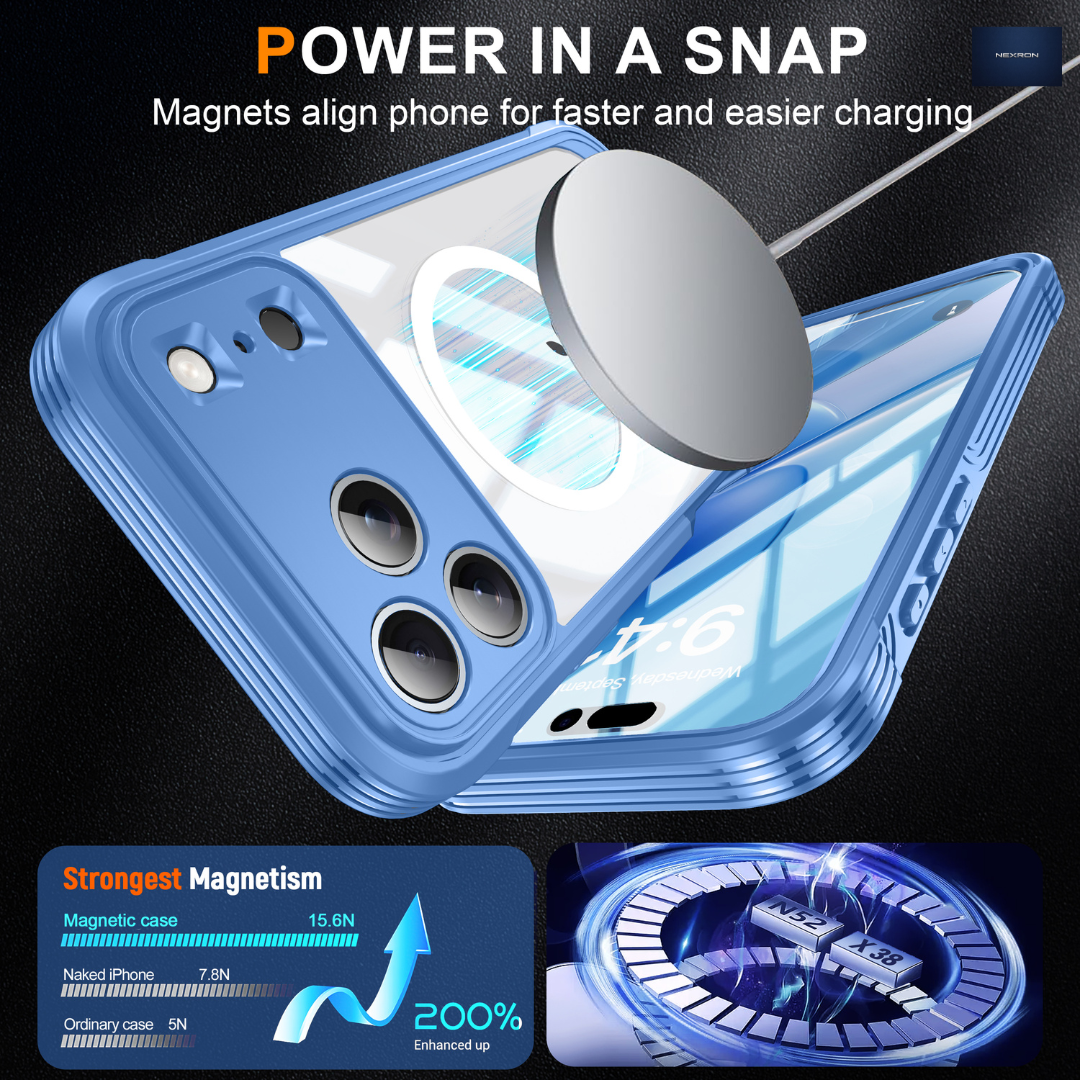 NEXRON 360 UltraGuard Case with Built-In Screen Protector for iPhone 18 Pro(Blue)