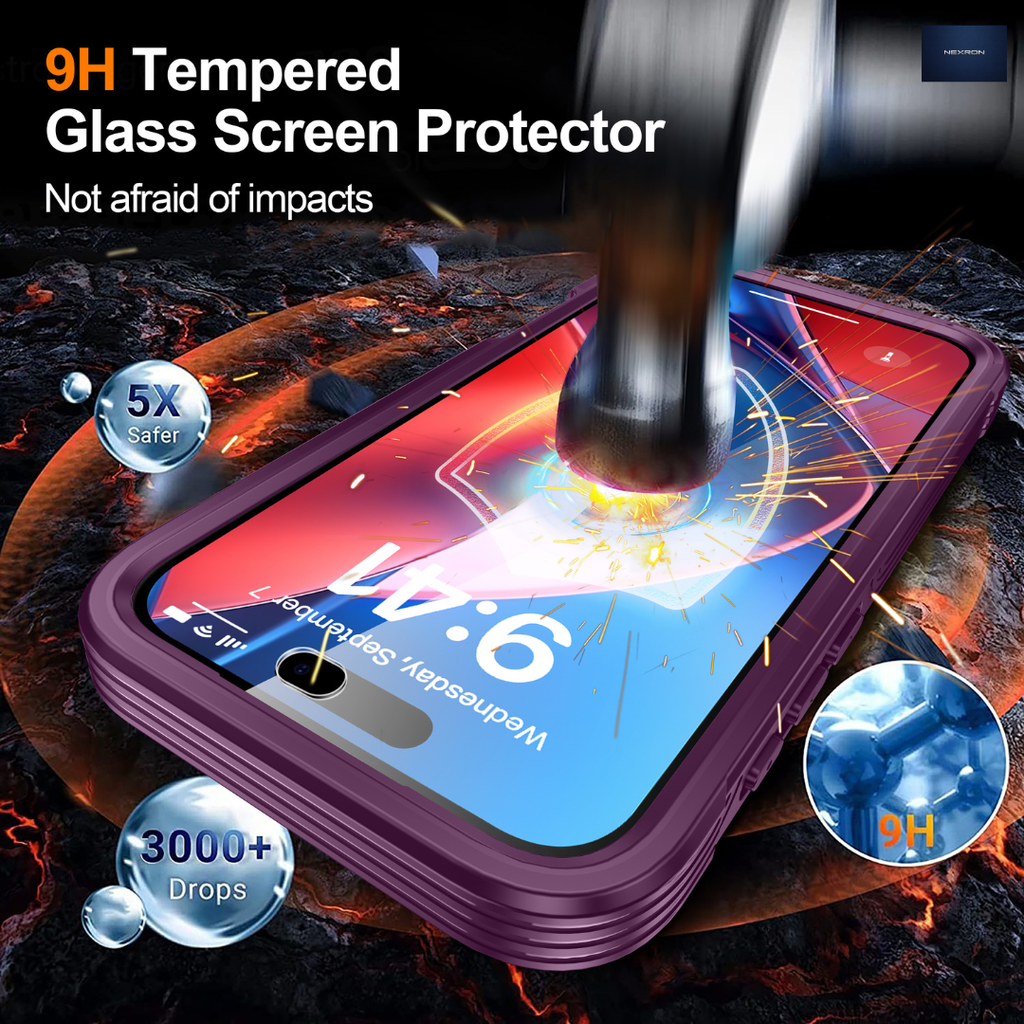 NEXRON 360 UltraGuard Case with Built-In Screen Protector for iPhone 18 Pro Max(Red)