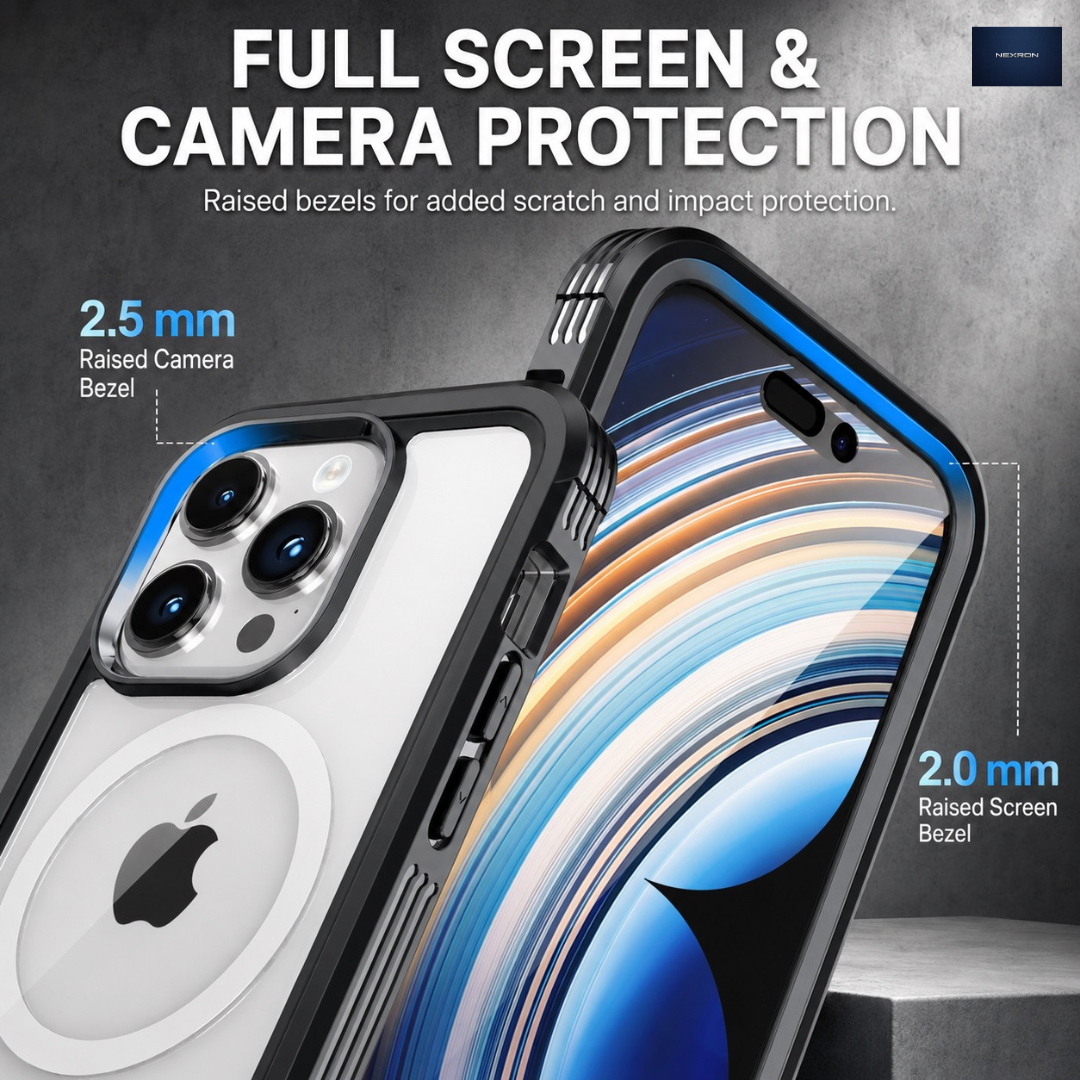 NEXRON 360 UltraGuard Case with Built-In Screen Protector for iPhone 14(Black)