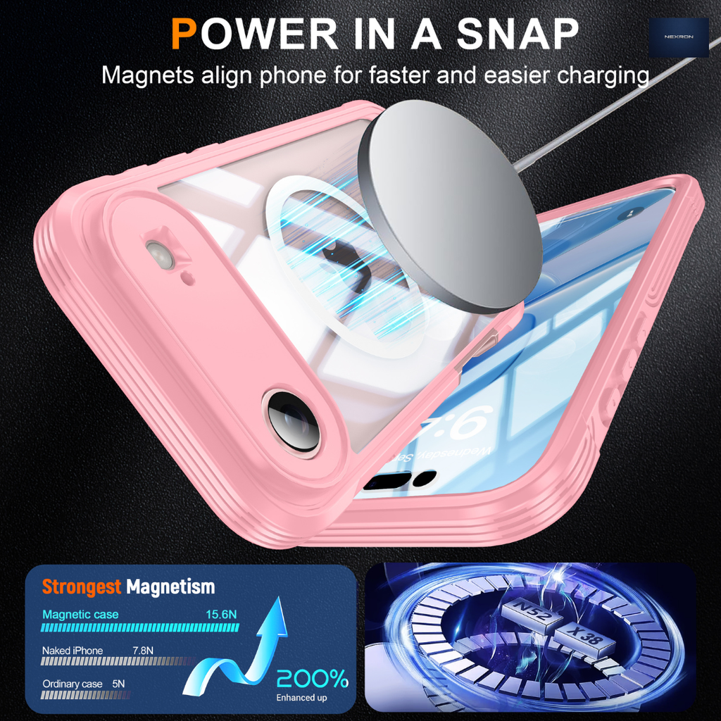 NEXRON 360 UltraGuard Case with Built-In Screen Protector for iPhone 17 Air(Pink)