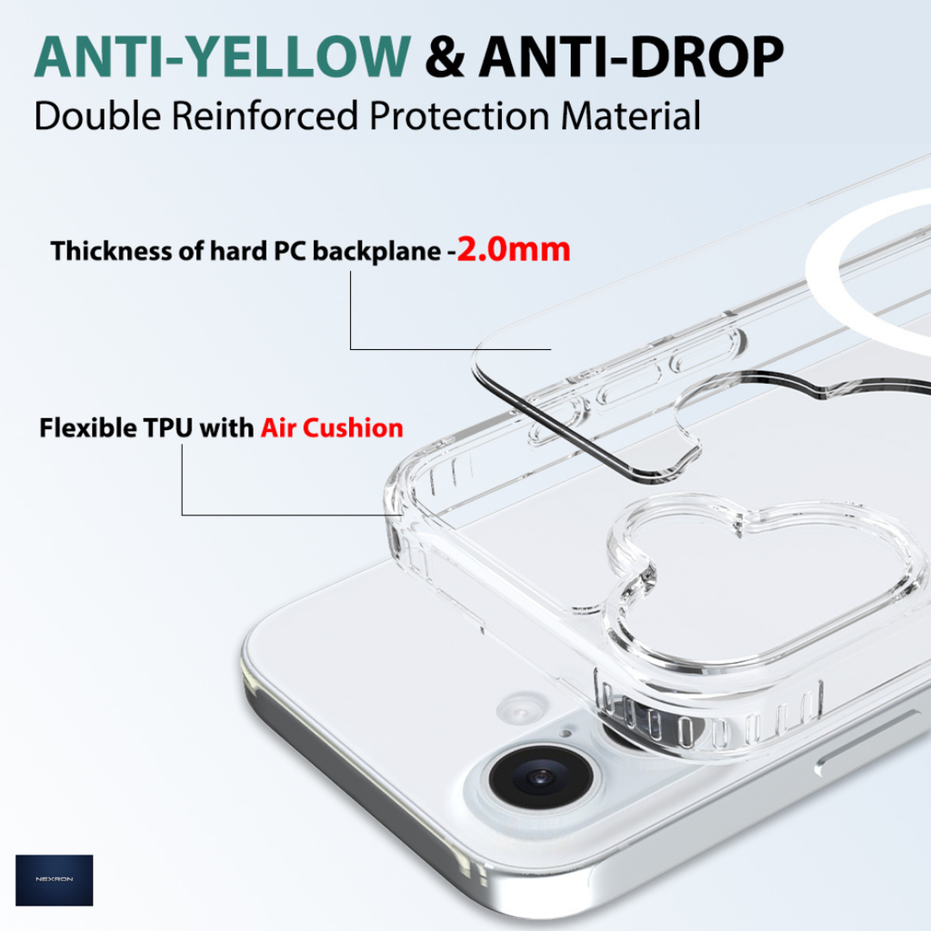NEXRON Crystal Clear Anti-Yellow Case for iPhone 16