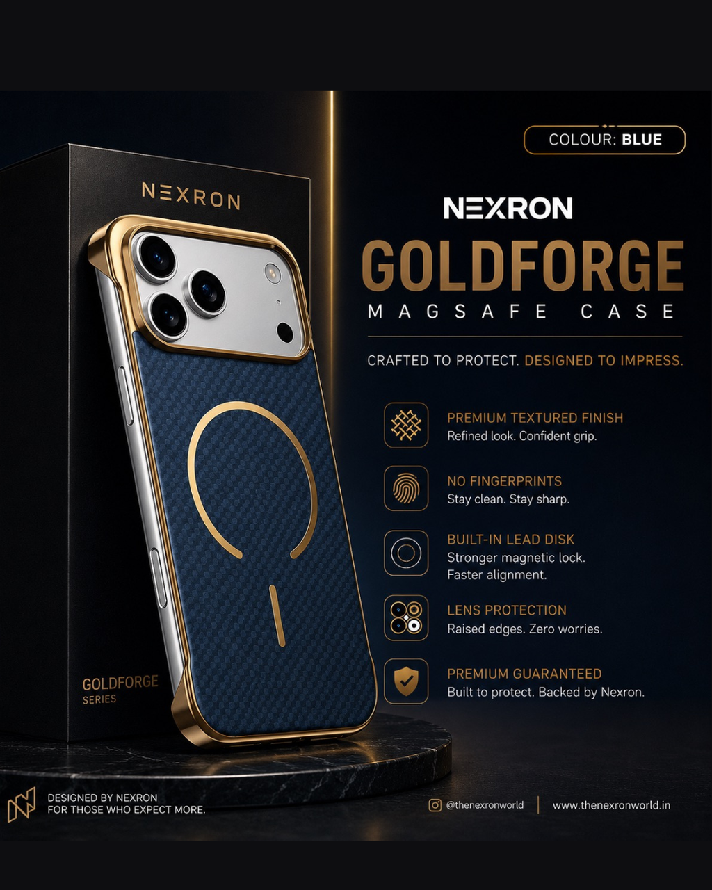 NEXRON GoldForge MagSafe Case for iPhone 17 Pro