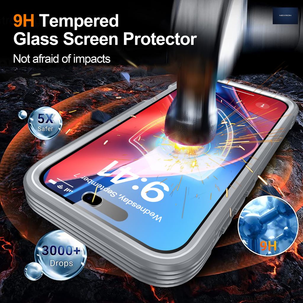NEXRON 360 UltraGuard Case with Built-In Screen Protector for iPhone 18 Pro(Silver)