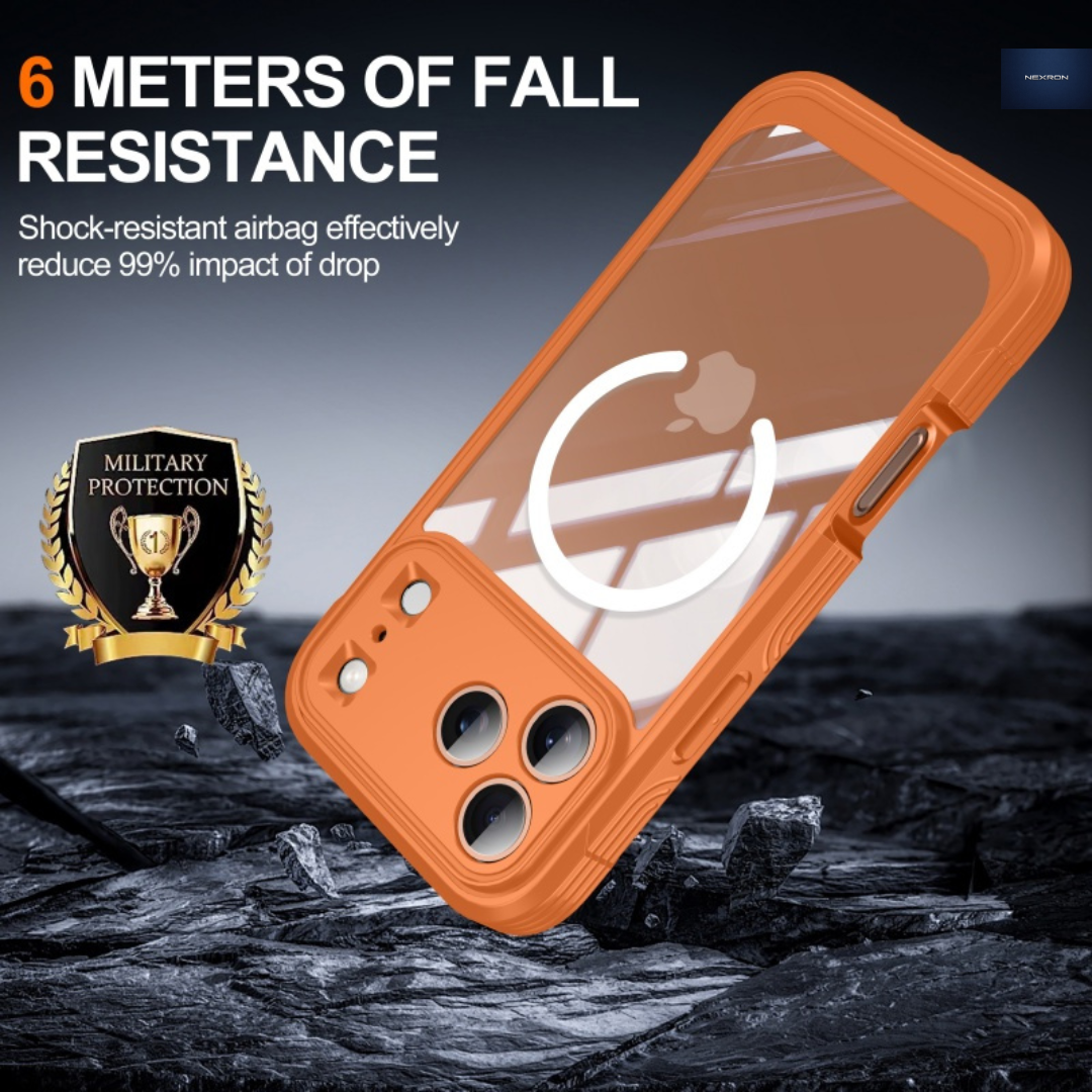 NEXRON 360 UltraGuard Case with Built-In Screen Protector for iPhone 17 Pro(Orange)