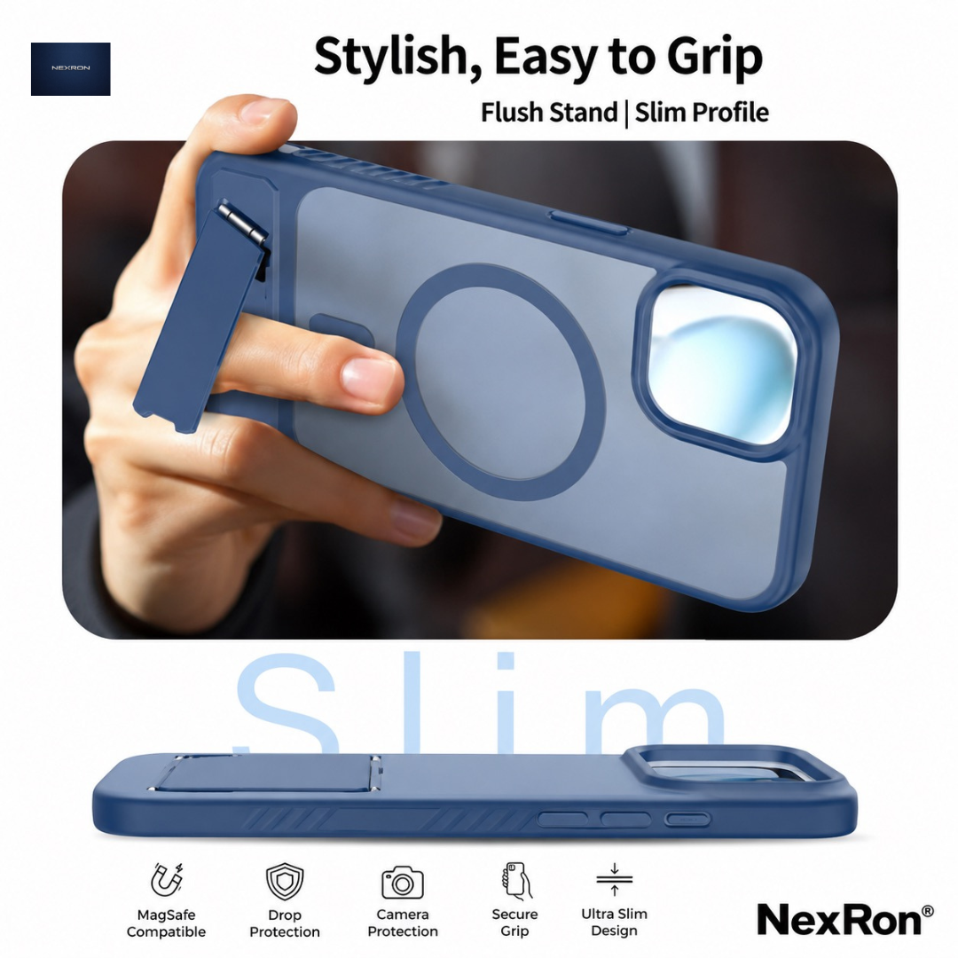 NEXRON StandMag Armor Case for iPhone 15