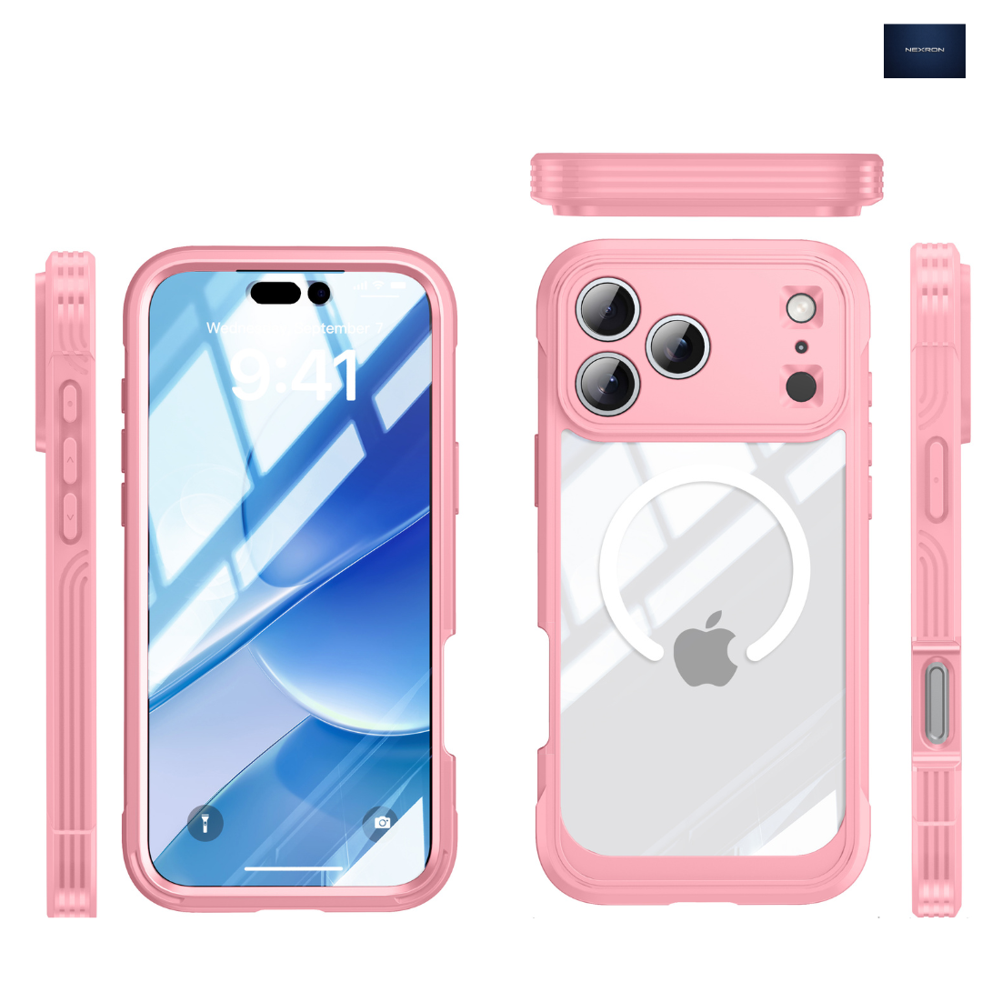 NEXRON 360 UltraGuard Case with Built-In Screen Protector for iPhone 18 Pro Max(Pink)