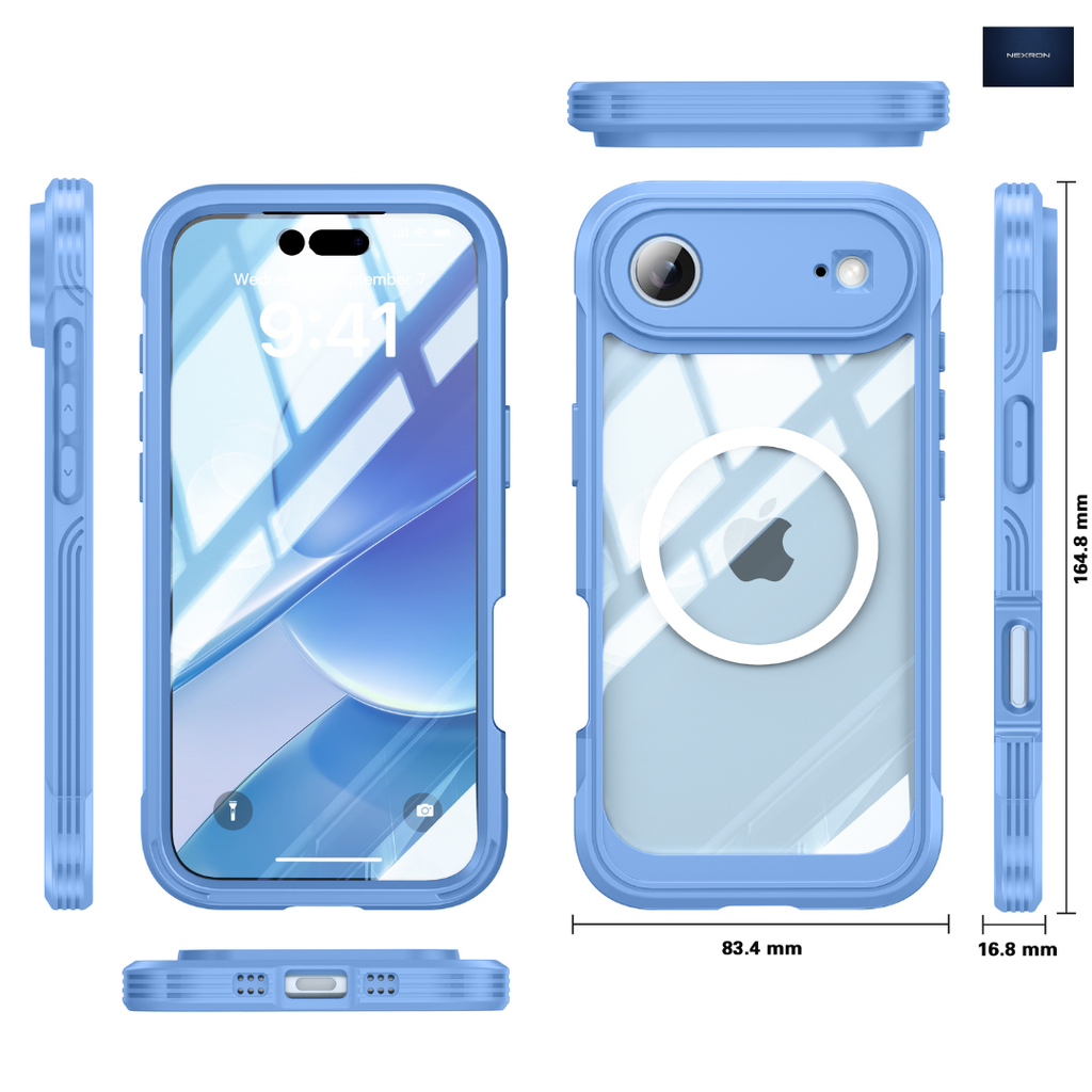 NEXRON 360 UltraGuard Case with Built-In Screen Protector for iPhone 17 Air(Blue)