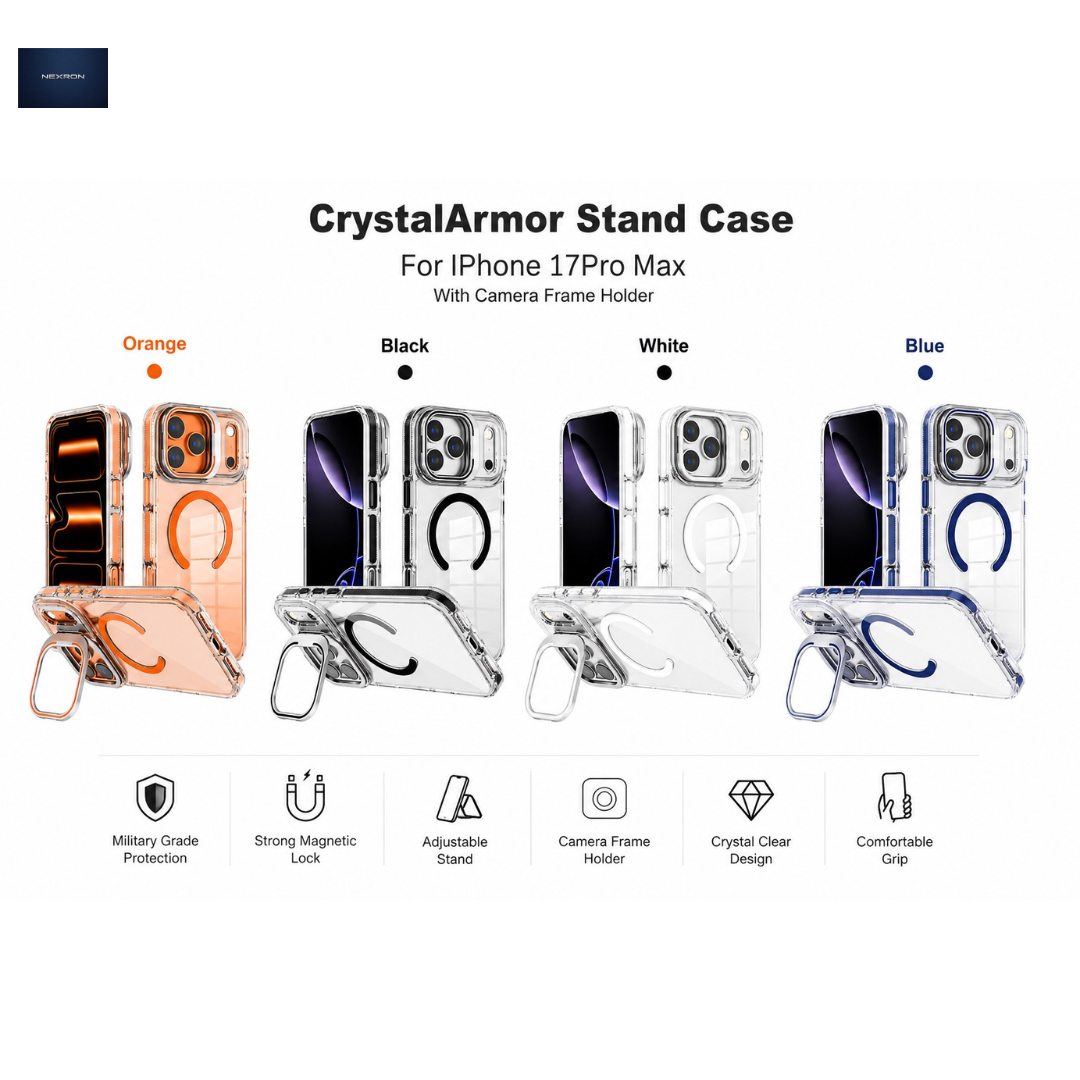 NEXRON CrystalArmor Stand Case for iPhone 17 Pro Max