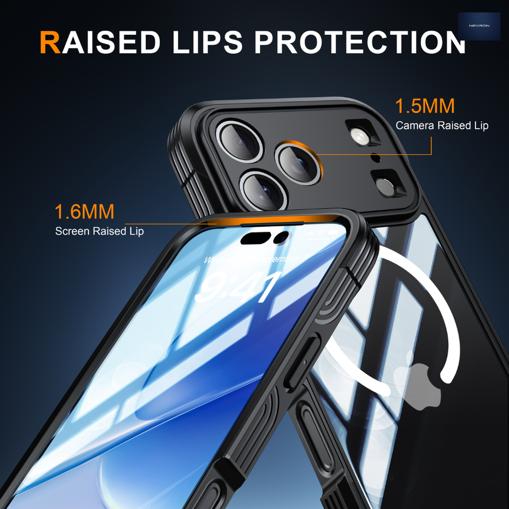 NEXRON 360 UltraGuard Case with Built-In Screen Protector for iPhone 18 Pro(Black)