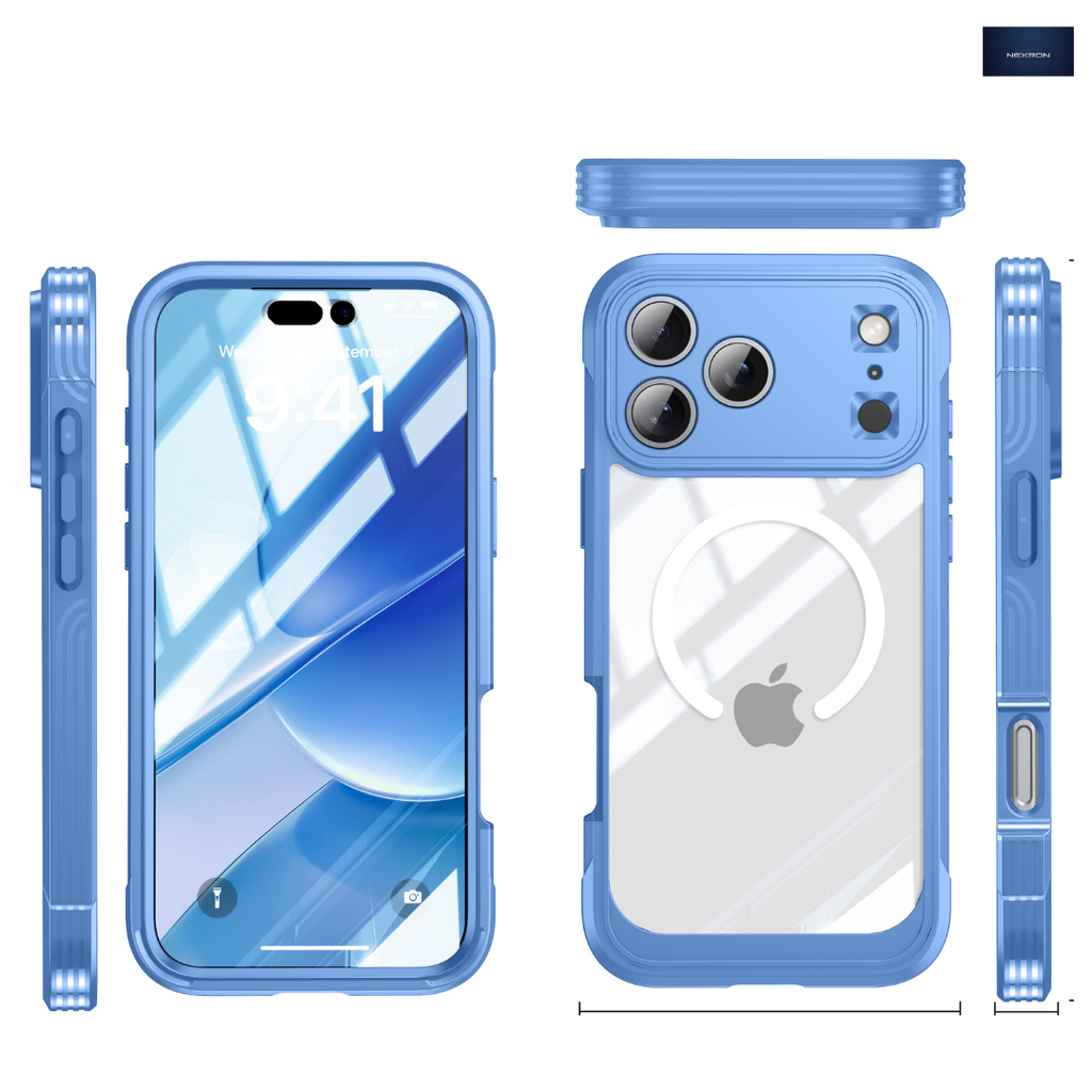 NEXRON 360 UltraGuard Case with Built-In Screen Protector for iPhone 18 Pro(Blue)