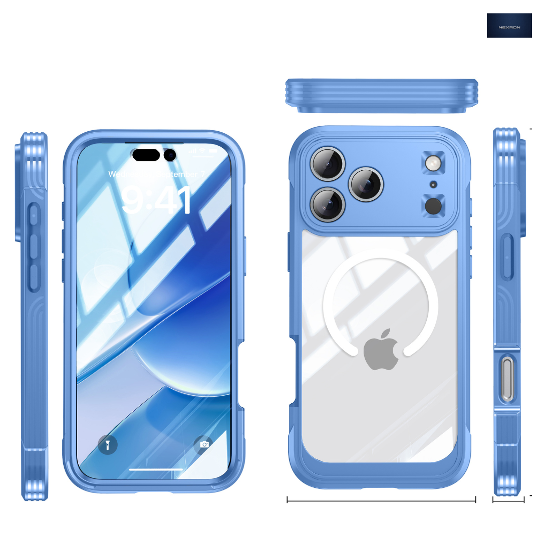 NEXRON 360 UltraGuard Case with Built-In Screen Protector for iPhone 18 Pro(Blue)